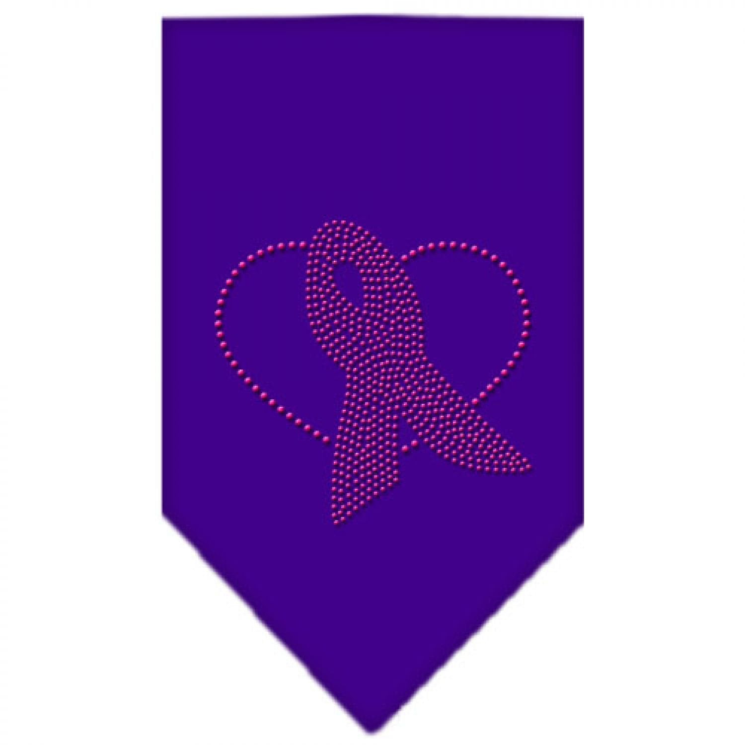 Pet and Dog Bandana Rhinestone, "Pink Ribbon" Purple Small