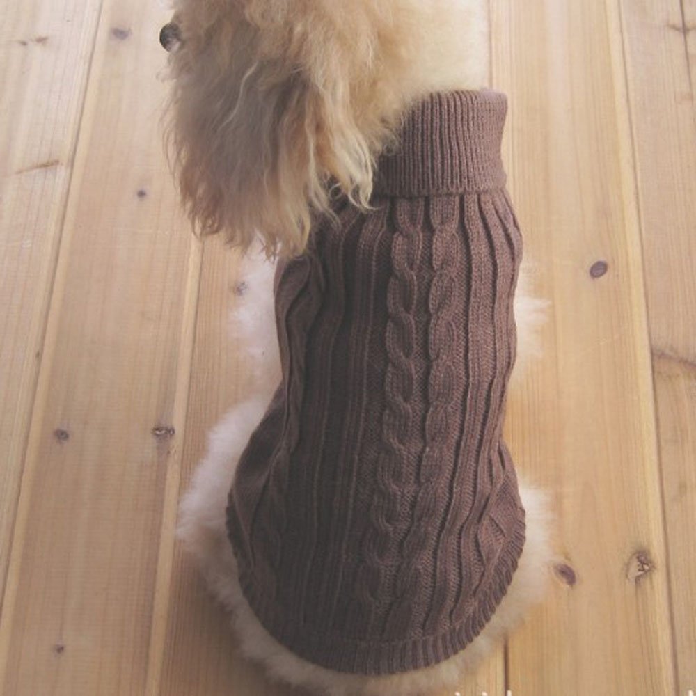 Tangpan Turtleneck Classic Straw-Rope Pro Pet Dog Sweater Apparel (Brown,Xl)