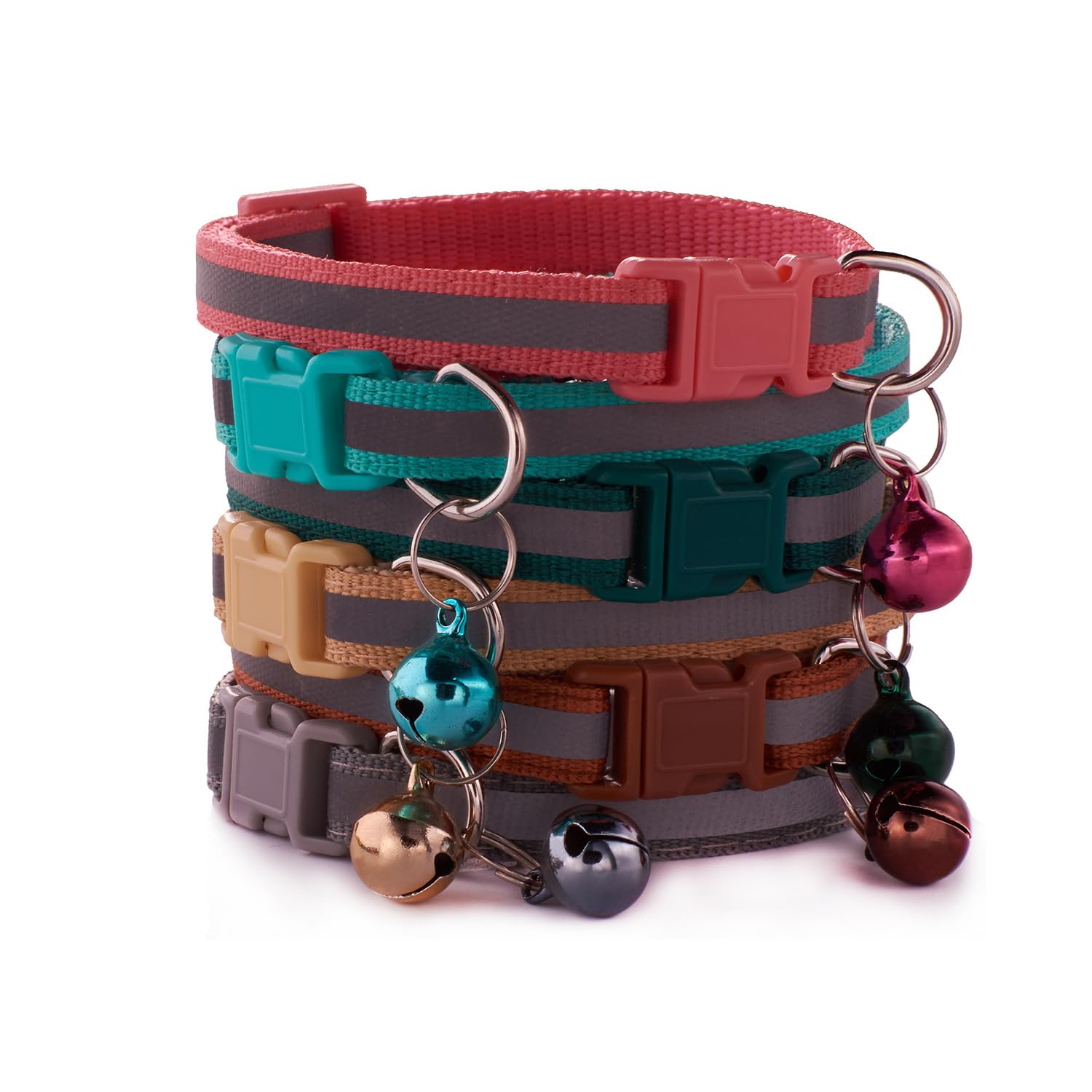 Flymind 18Pcs Puppy Collars, Cat ID Collars with Bell Adjustable 19-32cm, Polka Dot Bow Soft Nylon Adjustable Breakaway Identifi