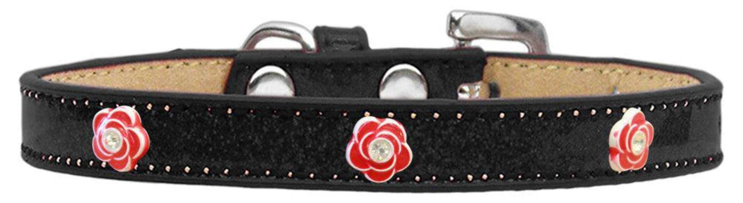Dog, Puppy & Pet Widget Ice Cream Collar, Red Roses Black 14