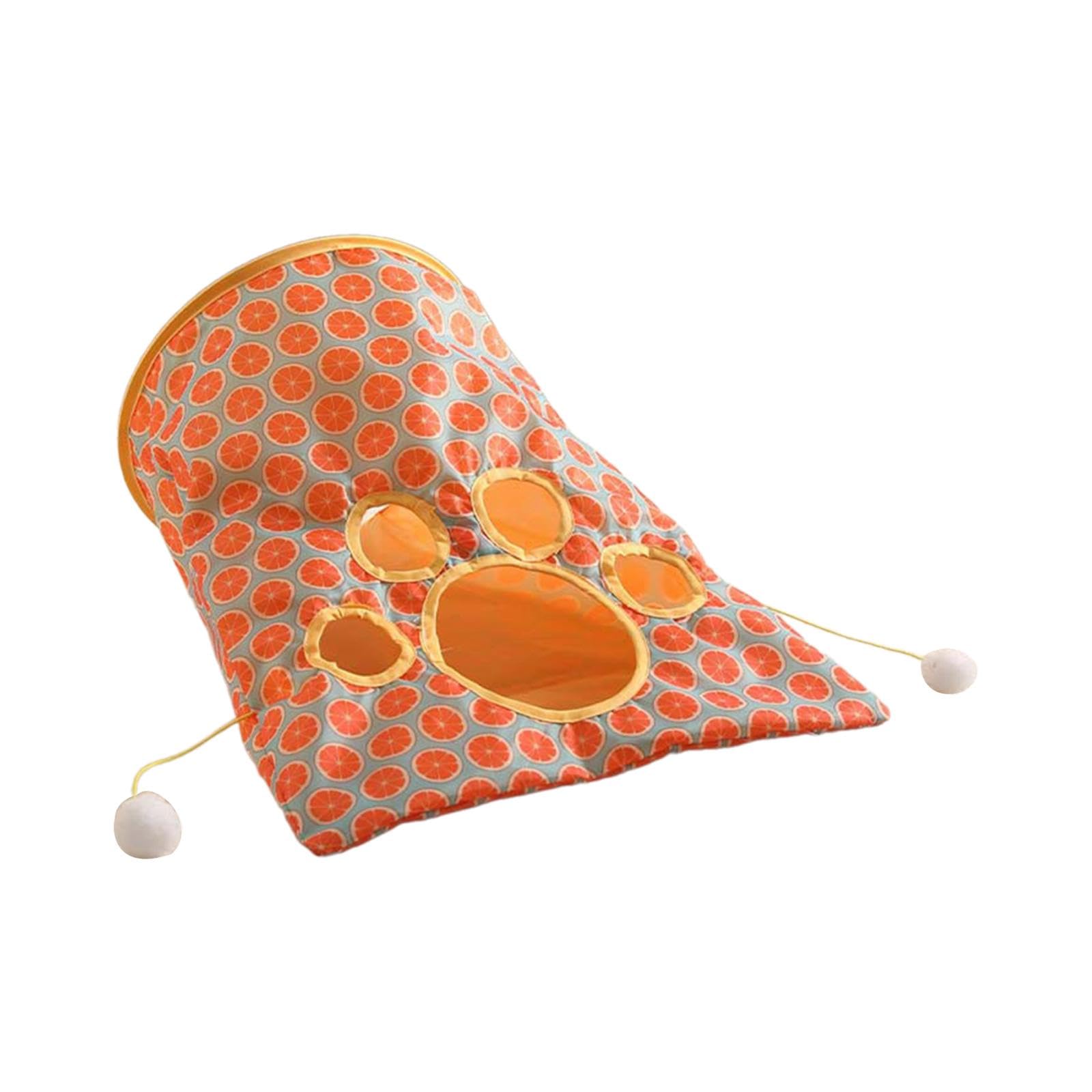 Ecomistiq Foldable Interactive Cat Drill Bag Tube Tunnel Bored Pet Toys For Kitten Orange| Toys| Supplies |Pet