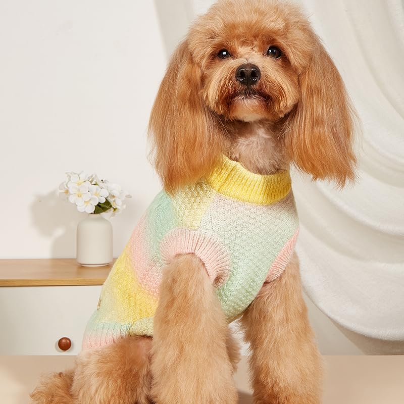 Botewo Dog Sweater Knitted Dog Clothes: Colorful Puppy Sweater Winter Warm Dog Costume, Turtleneck Sweater Pullover For Pet Cat