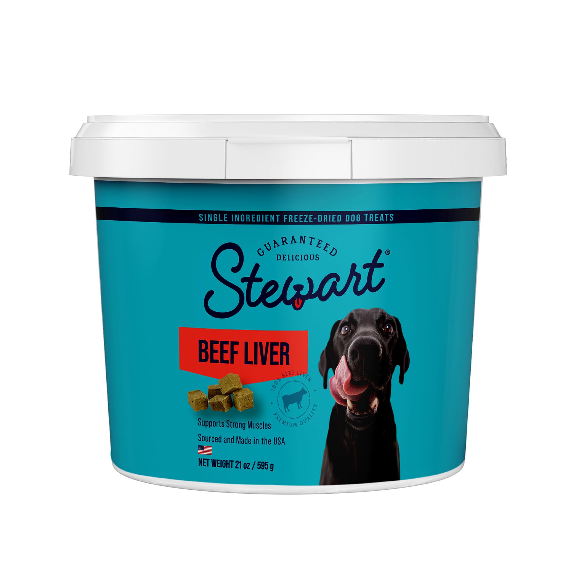 Stewart Single Ingredient Freeze Dried Raw Dog Treats, Beef Liver, 21 Ounce Resealable Tub, Training Treats or Meal Topper Dogs,