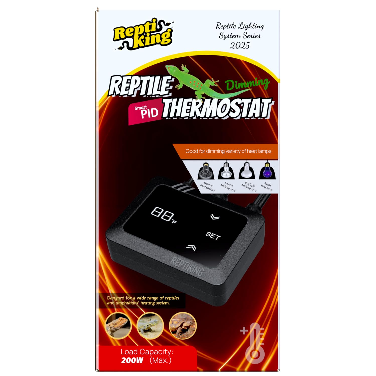 Reptiking Reptile Dimming Thermostat, Heat Lamp Temperature Controller, Reptile Terrarium Pid Digital Thermostat, Heating Contro