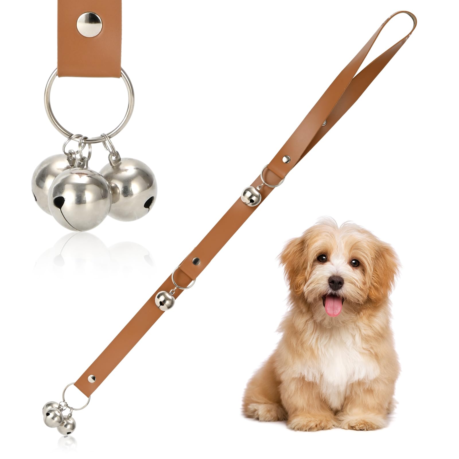 Luckyiren Brown Leather Hanging Door Bells For Dogs To Ring To Go Potty Training Doorbells Tools To Go Outside Dog Accessories U