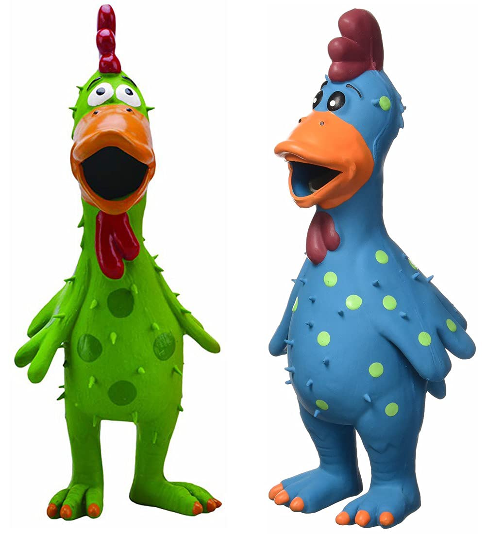 Multipet Latex Grunting Toy Bundle Chicken Assorted Color (Pack of 2)