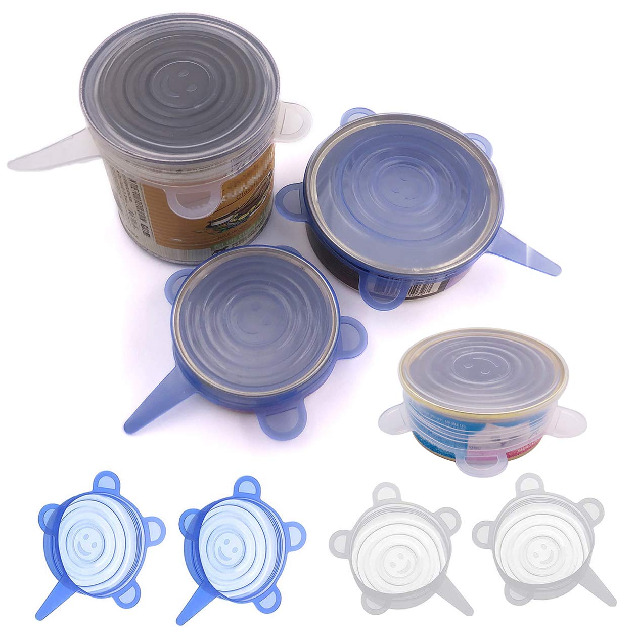 Comtim Pet Food Can Lids, Silicone Stretch Can Lids Covers for Dog Cat Food, Reusable Expandable Universal Size Fit Most Cans an