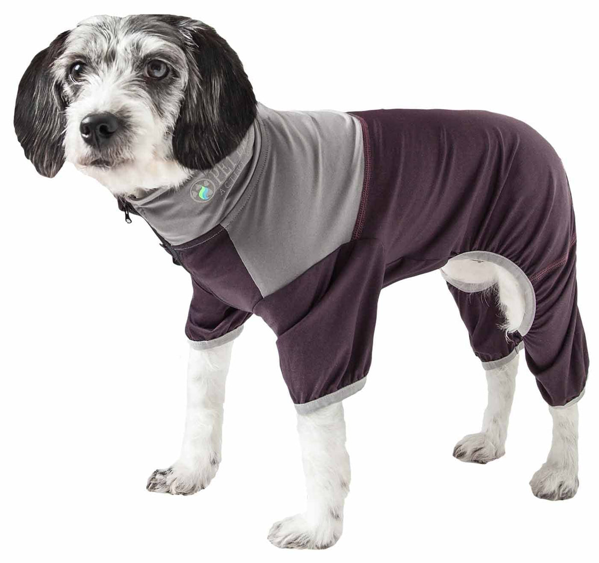 Pet Life ® Active 'Embarker' Heathered Performance 4-Way Stretch Two-Toned Full Body Warm Up, X-Large, Brown