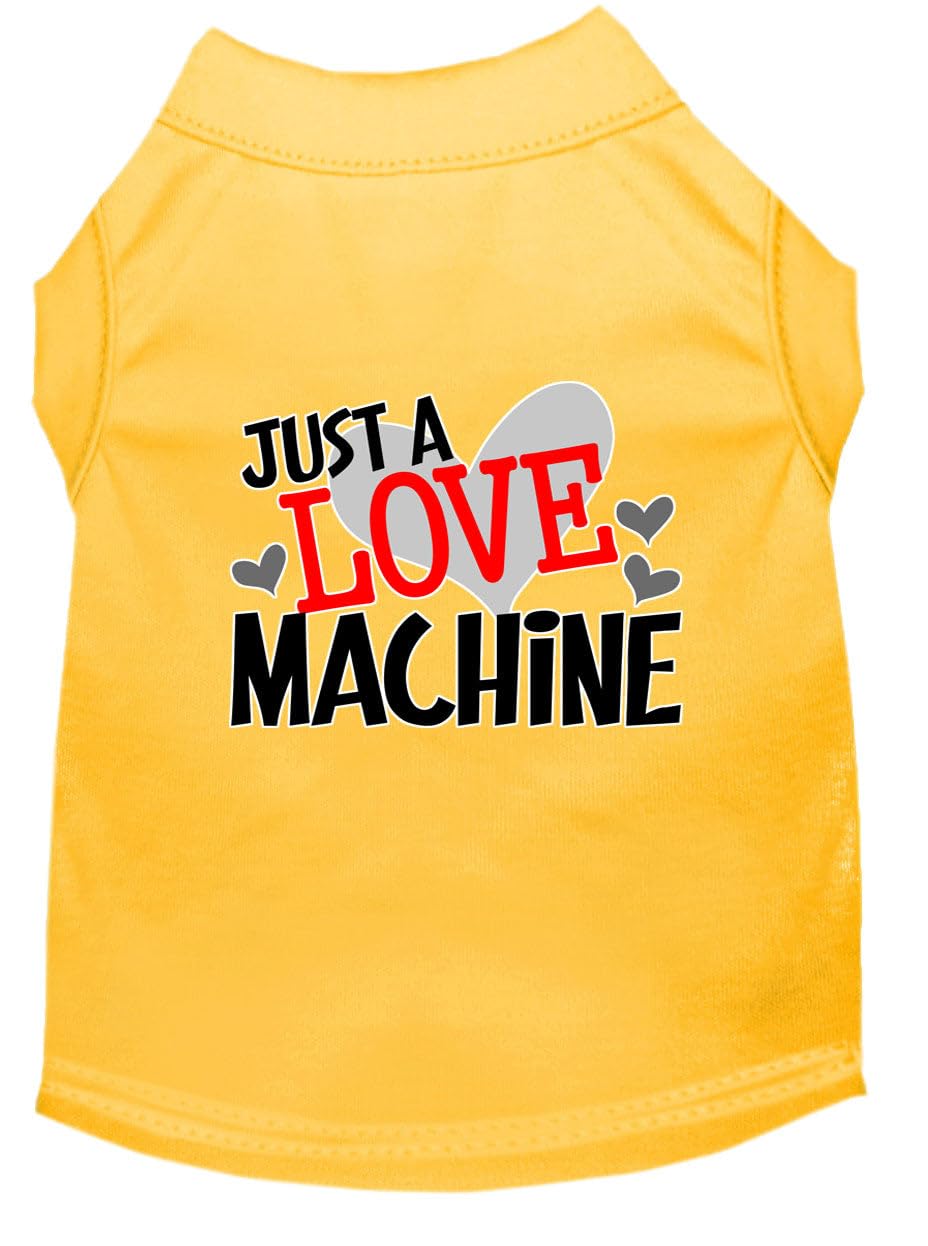 Pet Dog & Cat Shirt Screen Printed, "Just A Love Machine" Yellow XL (14-20 lbs.)