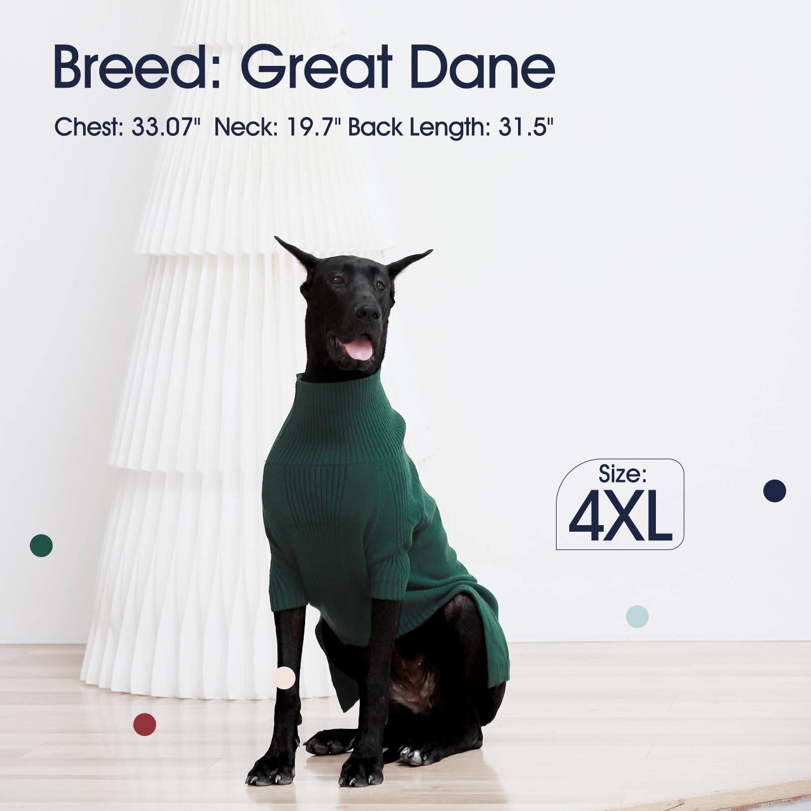 Iecoii Extra-Large Dog Sweater 4Xl,Christmas Dog Sweaters For Extra Large Dogs Girl Boy,Turtleneck Knitted Knitwear For Pet,Easy