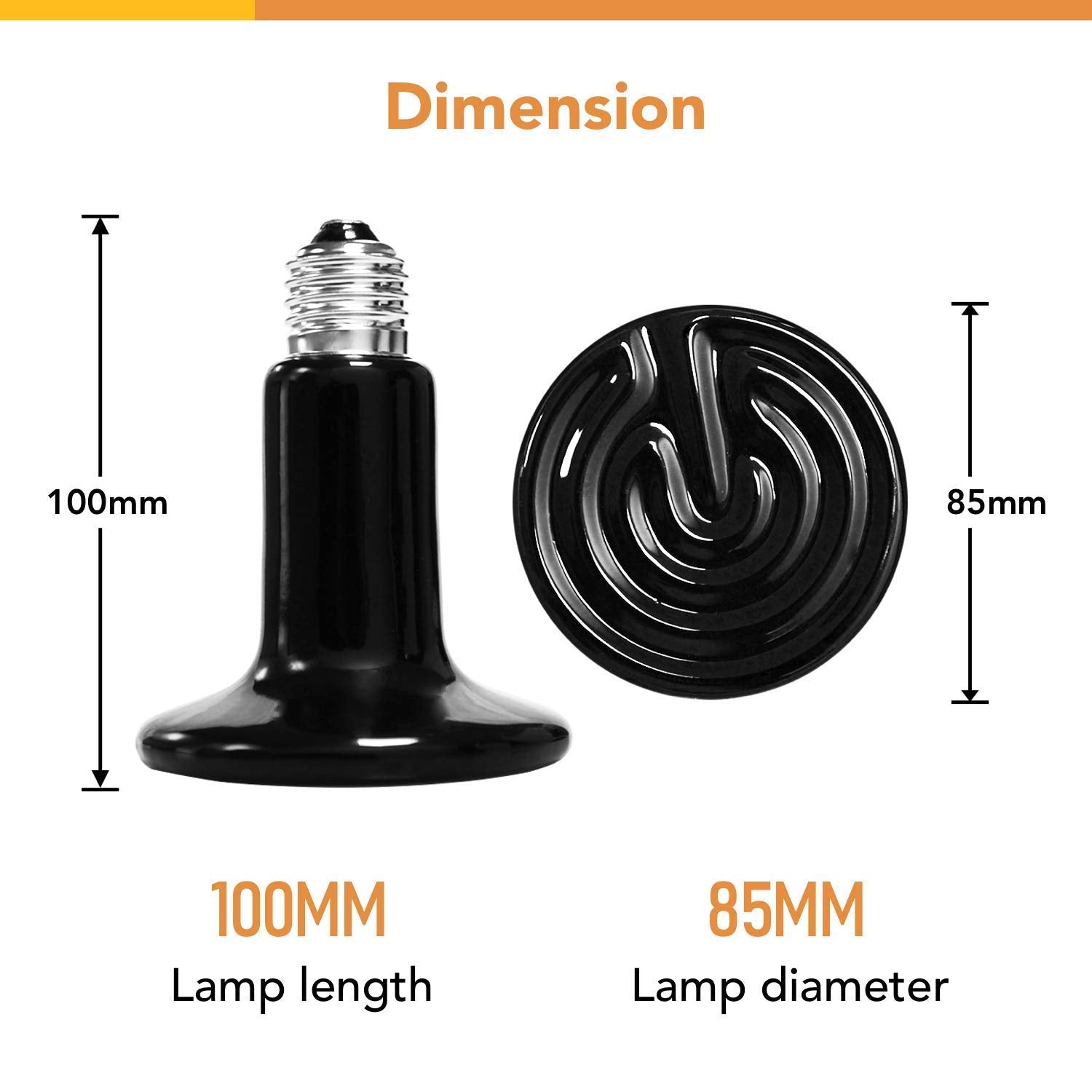 Simple Deluxe 25W/40W/50W/150W/250W Ceramic Heat Emitter Reptile Heat Lamp Bulb No Light Emitting Brooder Coop Heater for Amphib