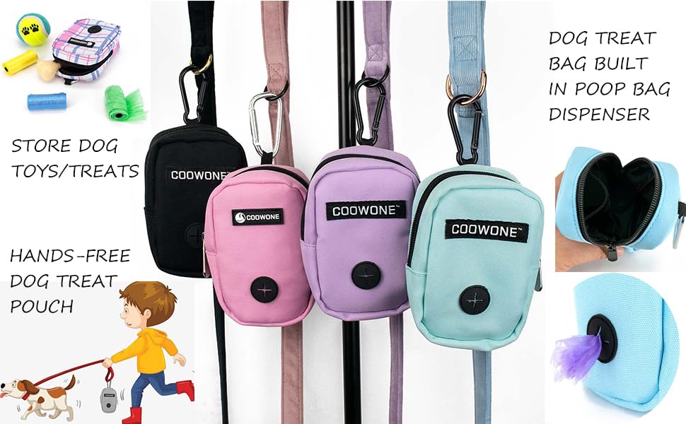 COOWONE Dog Treat Pouch with Clip, Treat Pouches for Pet Training, Small Dog Treat Container Treat Bag for Leash, Waterproof Dog