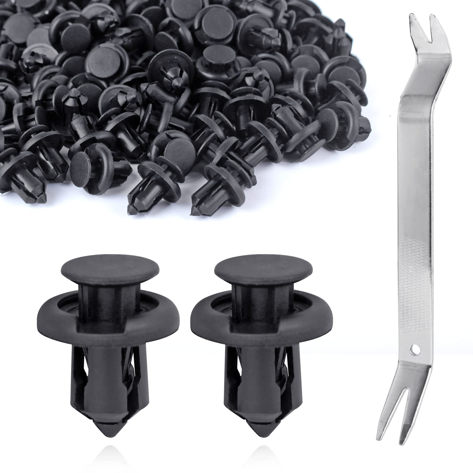 Xislet 100 Pcs POM Fastener Rivets compatible with Honda Acura Accord civic Fits Bumper and Fender Body Retainer clips with Tool