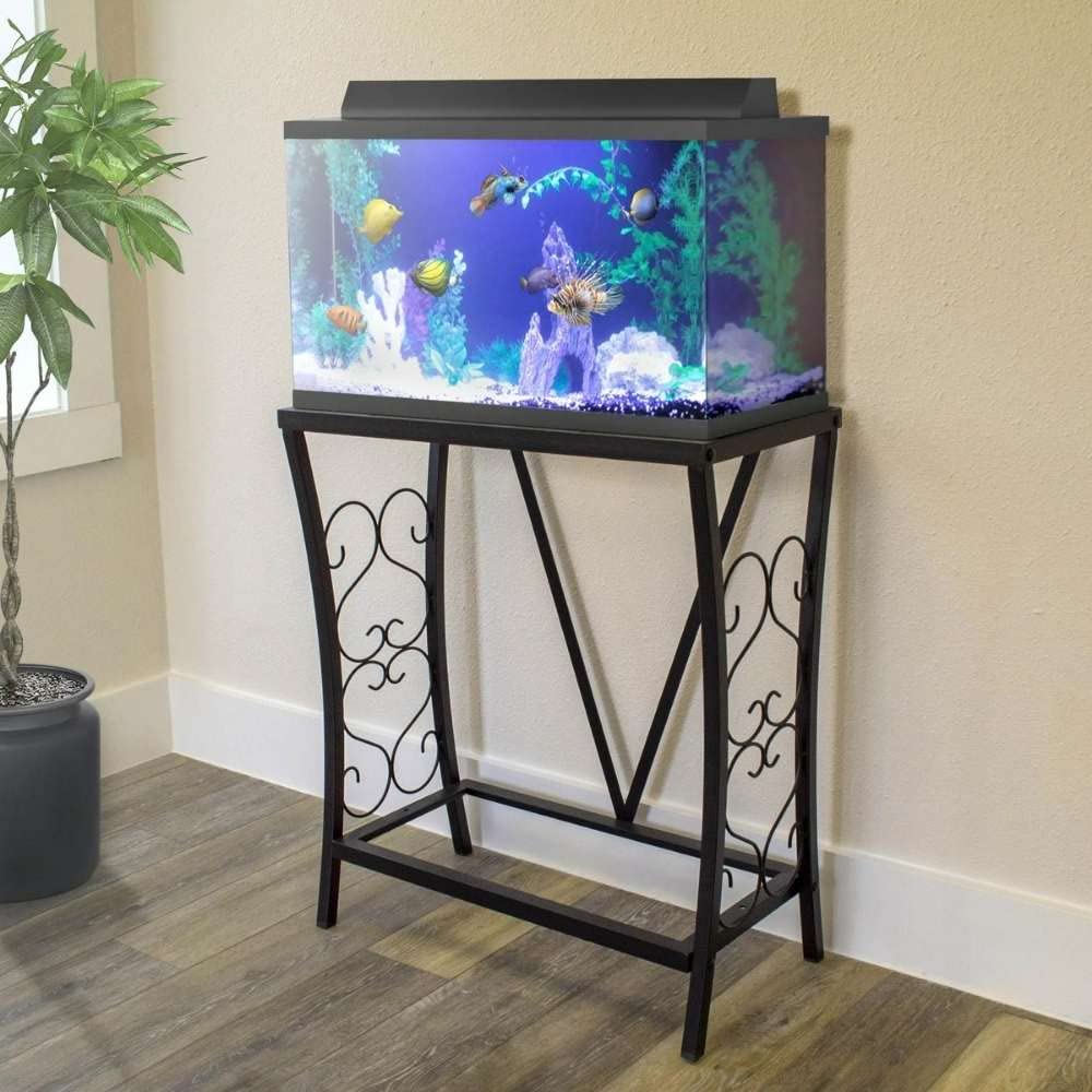 Aquatic Fundamentals 20 Gallon Metal Aquarium Stand, Alloy Steel, 24.3" L x 12.5" W, Black, Model 102201-AF