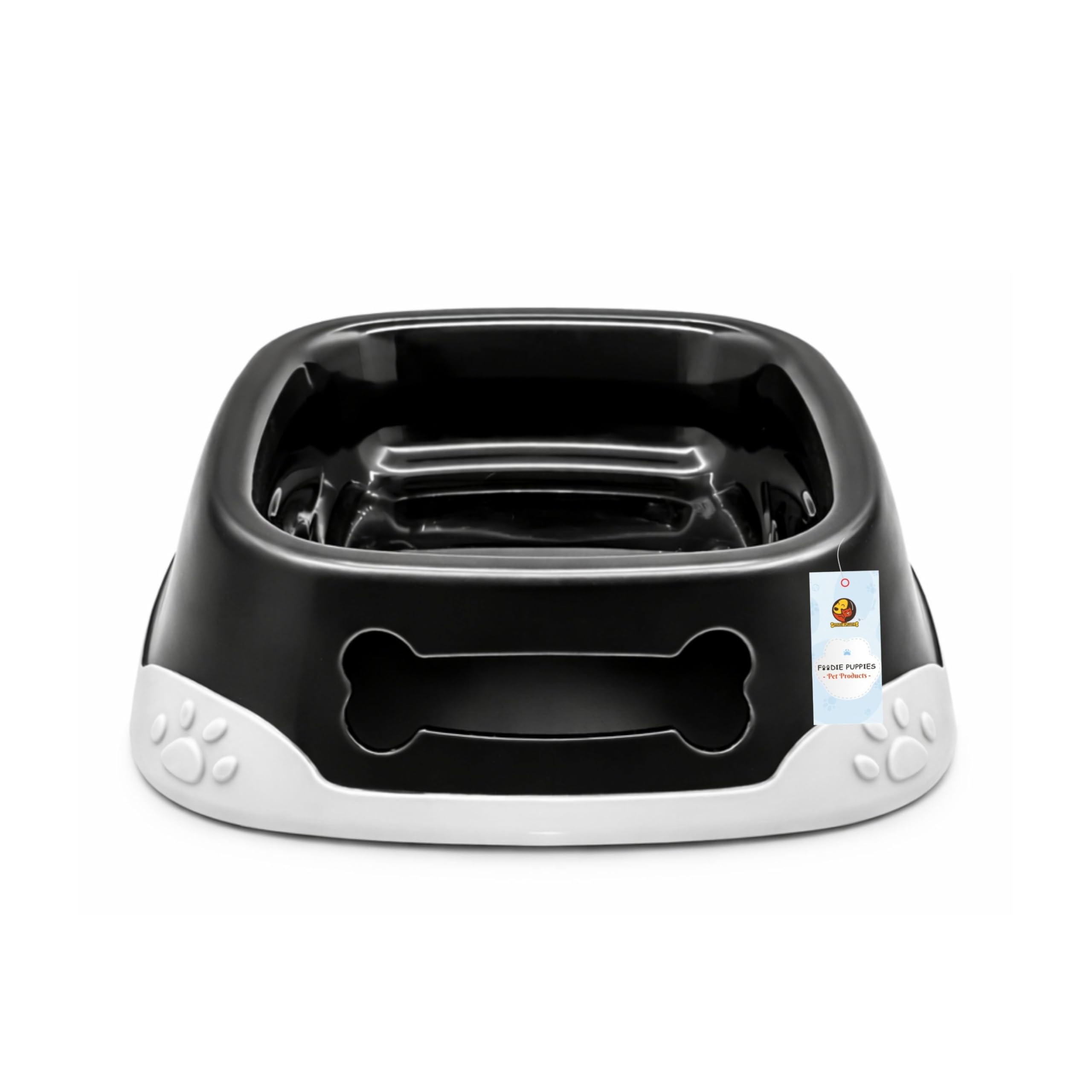 Foodie Puppies Elegant (Square Bowl) For Cats, Kittens, Puppies, And Small Dogs | Paw Design NonSkid Rubber Bottom | Feeding Wa