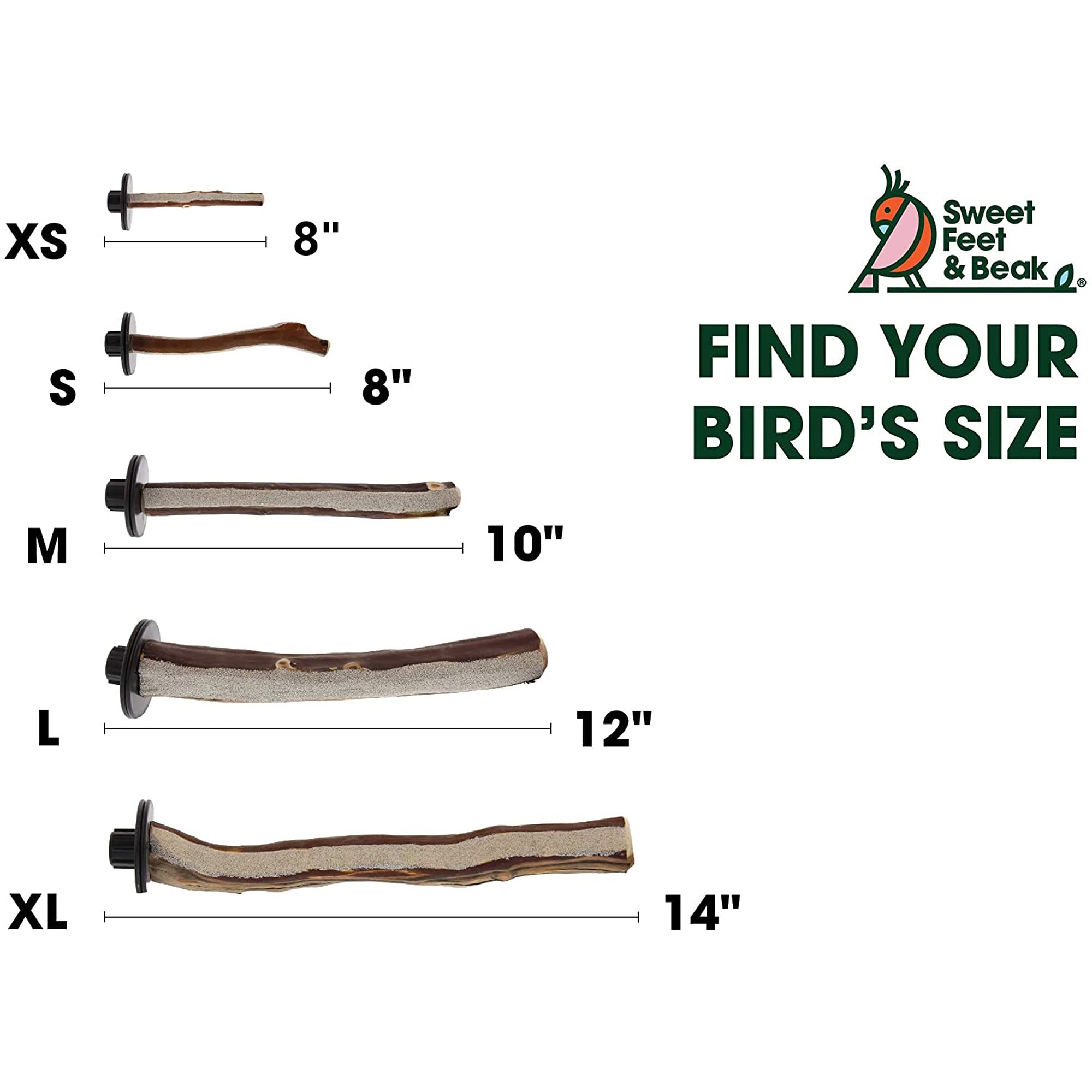 Sweet Feet And Beak Superoost Manzanita Pumice Pedicure Perch- Easy To Install Bird Cage Accessories For Healthy Feet, Nails And Beak - Natural Bird Perches Imitates Birds' Life In The Wild - Xs 8'