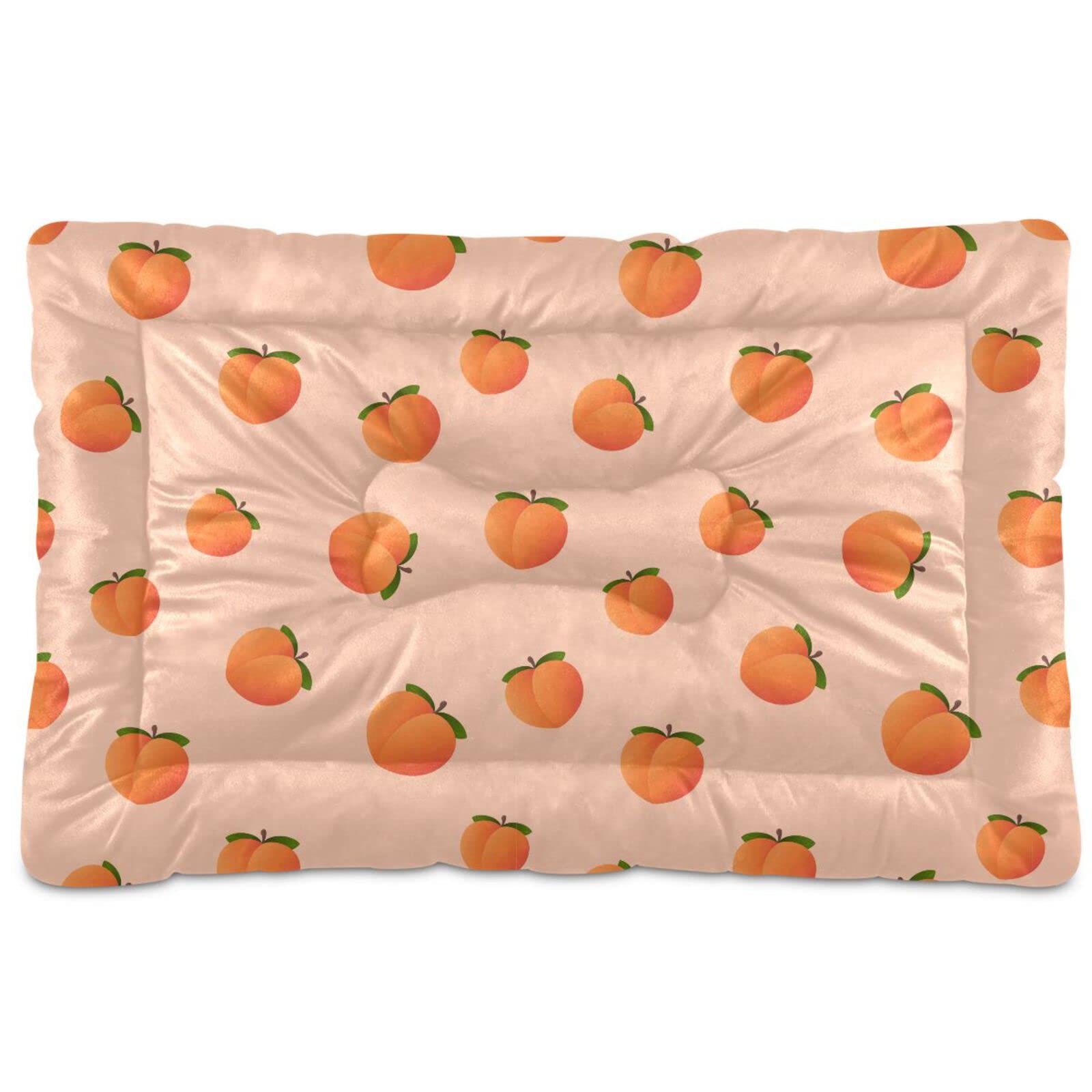 Peach Fruit Dog Bed Cat Bed Soft Washable Pet Crate Mat Non Slip Comfortable Durable Dog Crate Bed For Medium Large Small Dogs C