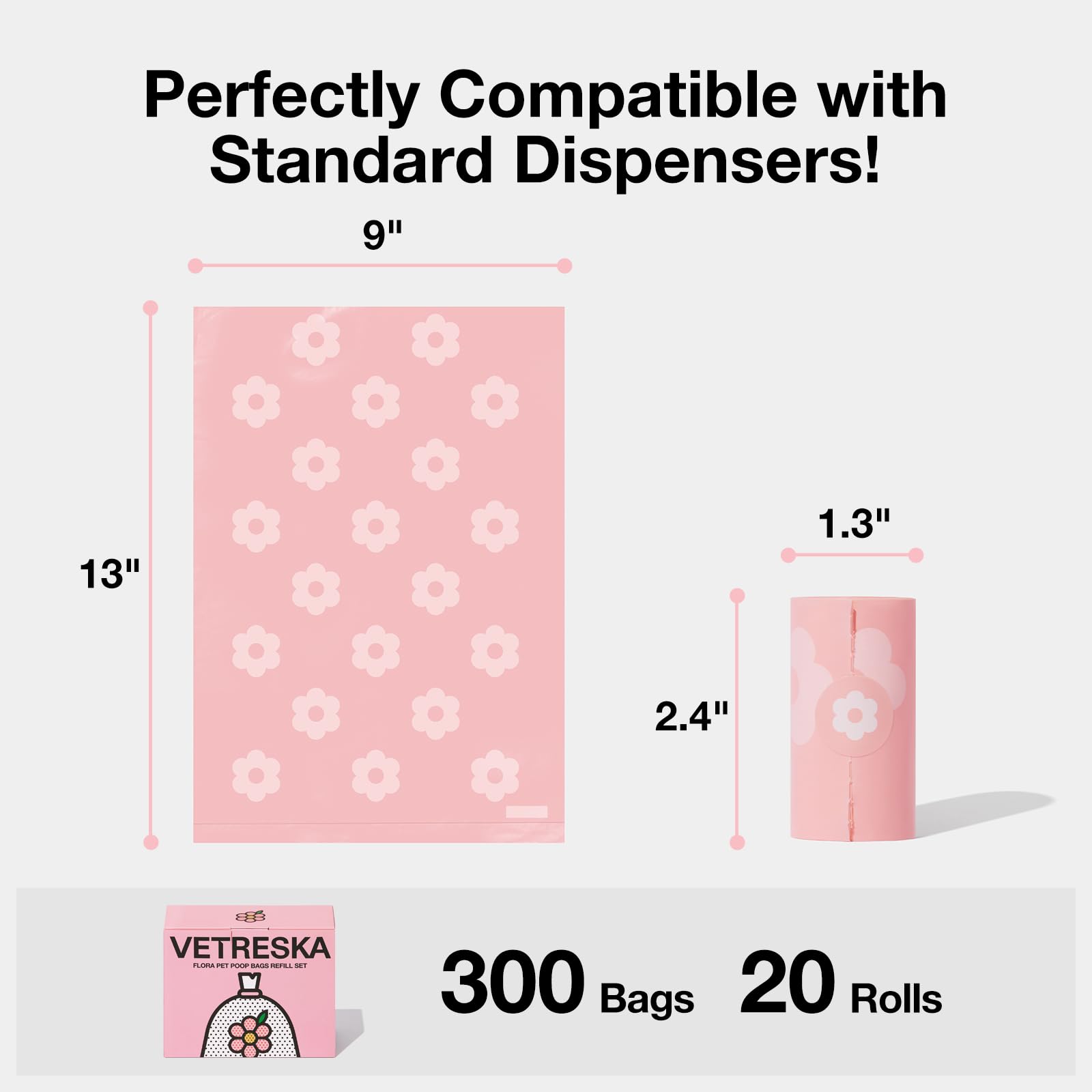Vetreska Dog Poop Bags Lavender Scented Pet Waste Bags Leak Proof & Extra Thick Waste Bags For Dog Walking And Cat Litter 300 Co