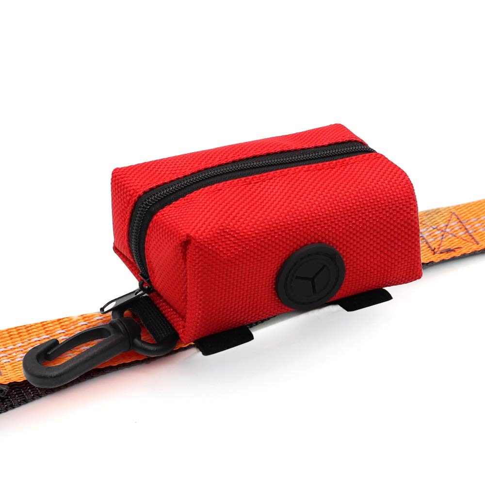 Slson Pet Waste Bag Dispenser Zippered Pouch,Portable Dog Poop Bag Holder Leash Attachment Lightweight Fabric Bags (Red)