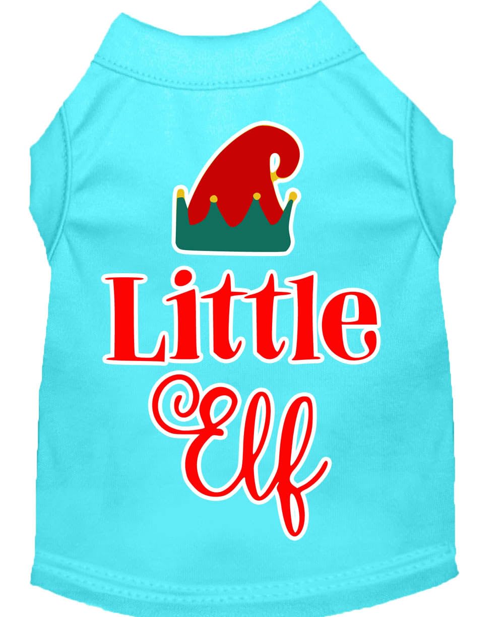 Christmas Pet Dog & Cat Shirt Screen Printed, &quot;Little Elf&quot; Aqua 3XL (25-35 lbs.)