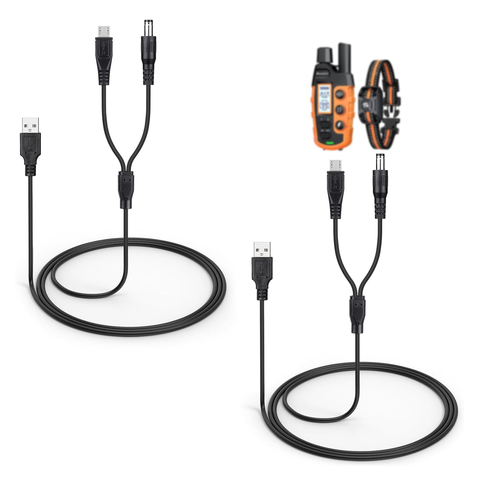 2-Pack Charger Cord For Bousnic Dog Shock Collar Rs2A And Rs2B, 2-In-1 Training Collar Usb Charging Cable