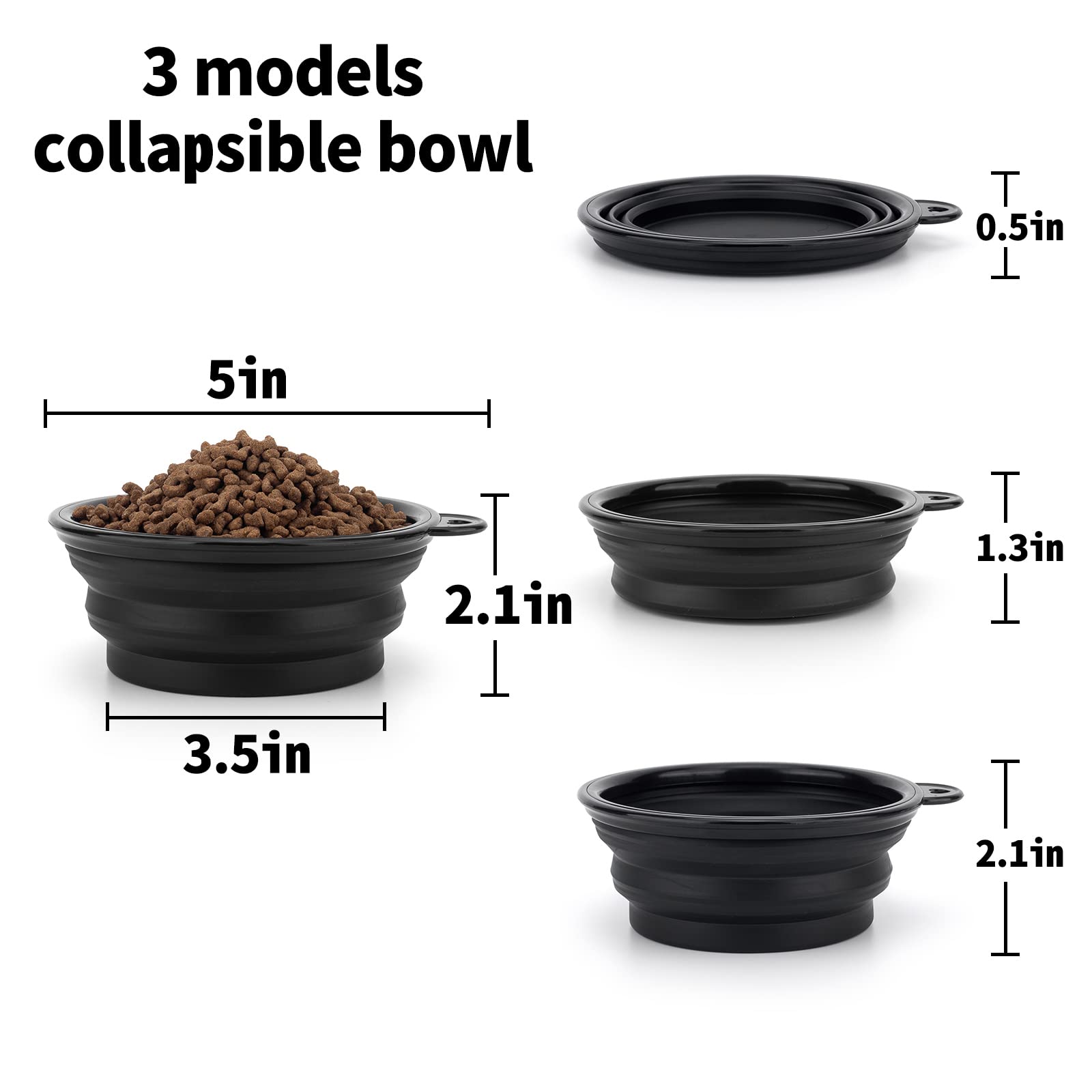Slson Dog Bowls Pet Collapsible Bowl With Cover Lids,2 Pack Dog Travel Bowls Portable Foldable Cat Water Dish Bowl For Pets Walking Parking Camping (Black And Black, Small)