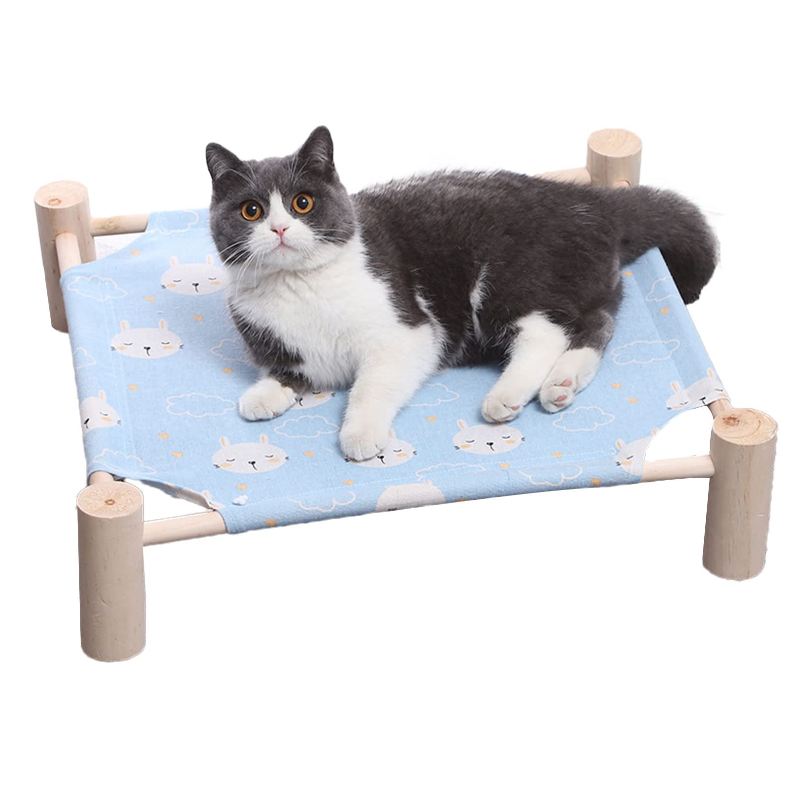 Cat And Dog Hammock Bed Small Dog Bed, Wooden Cat Elevated Cooling Outdoor Bed For Summer, Cat Beds For Indoor Cats, Cat Cots Fu