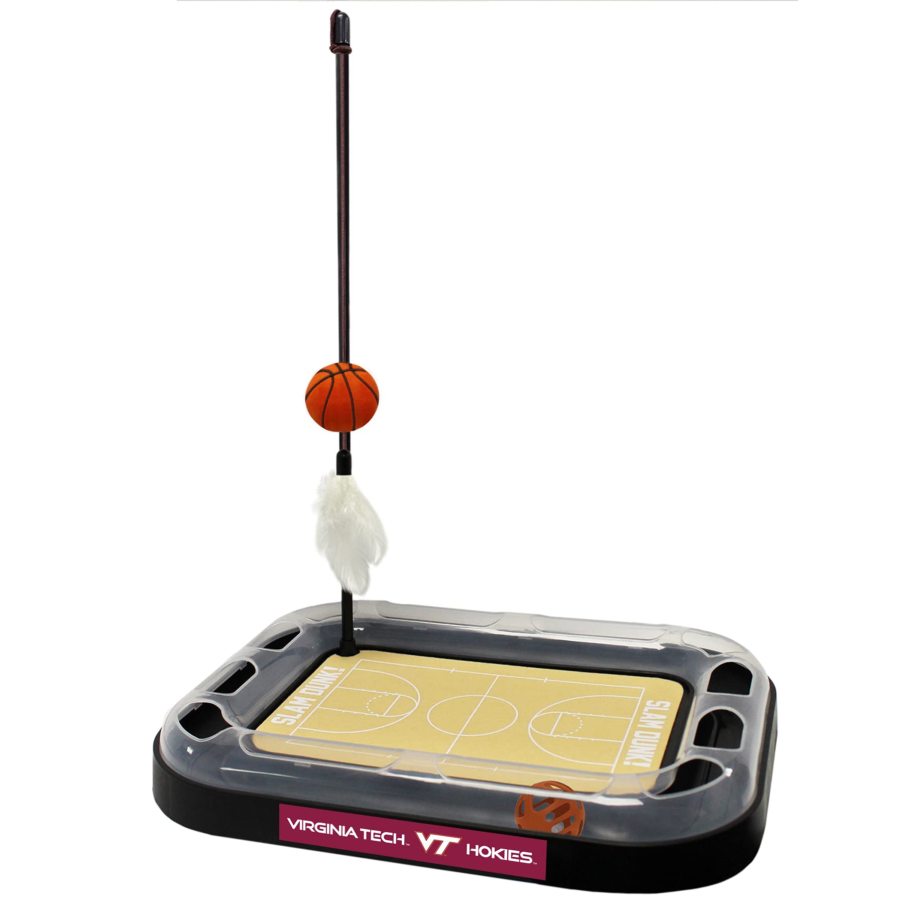 Cat Scratch Toy Ncaa Virginia Tech Hokies Reversible Basketball Court Felt/Cardboard Cat Scratcher Toy. Interactive Cat Ball Bel