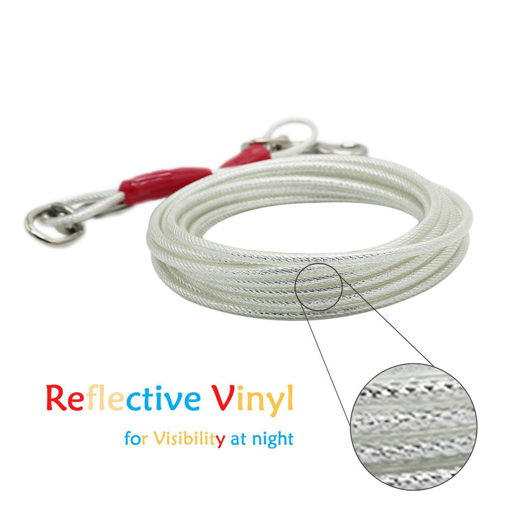 Petest 25Ft Reflective Tie-Out Cable For Super Dogs Up To 250 Pounds