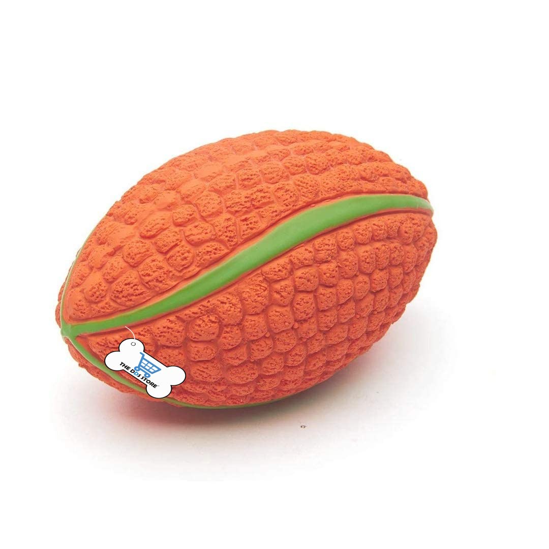 THE DDS STORE Dog Toy, Squeaky Rugby Toy, Bounce and Fetch Dog Balls for Medium and Large Pets  1 Piece