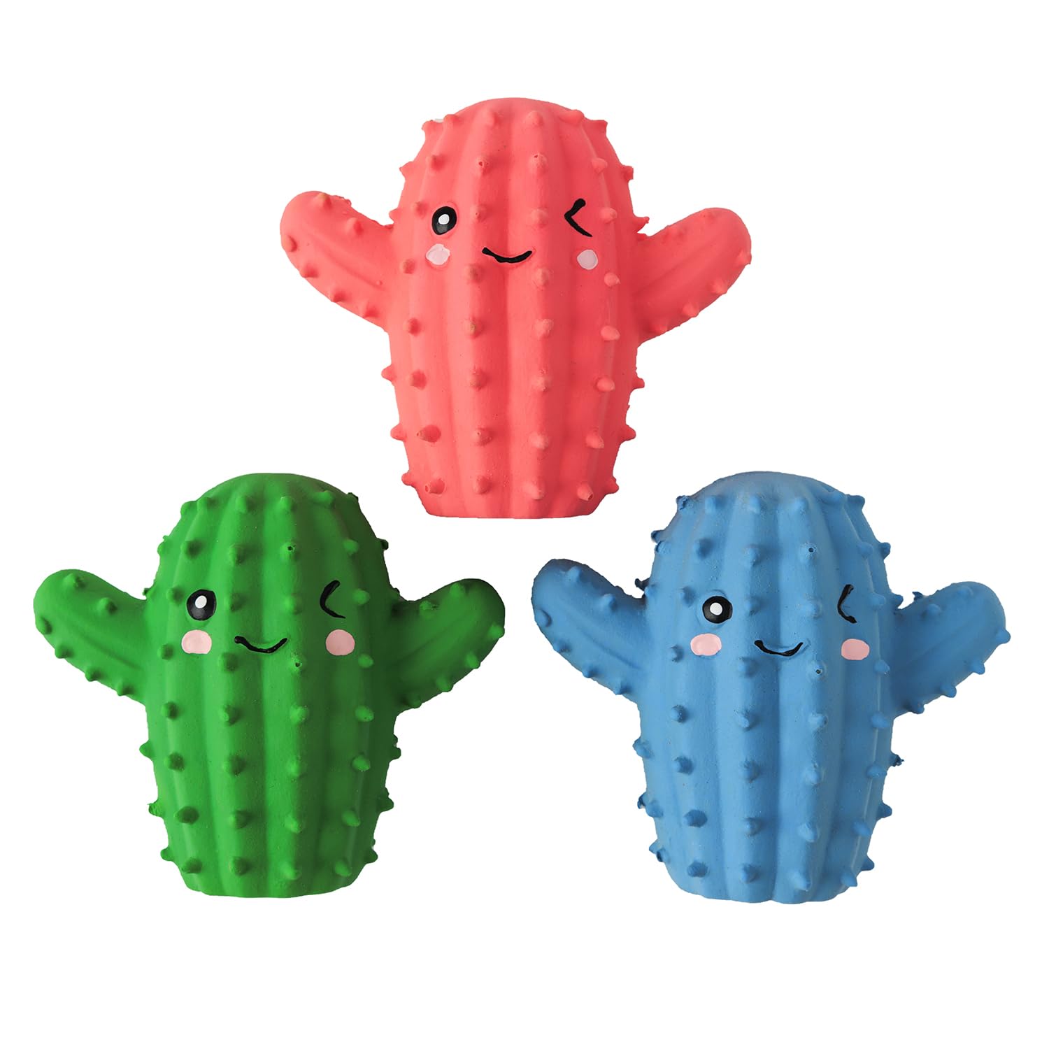 Pawdoer Squeaky Dog Toys, Soft Latex Squeaky Dog Ball For Small Dogs Puppies, Cute Bounce Squeak Cactus Pet Toys