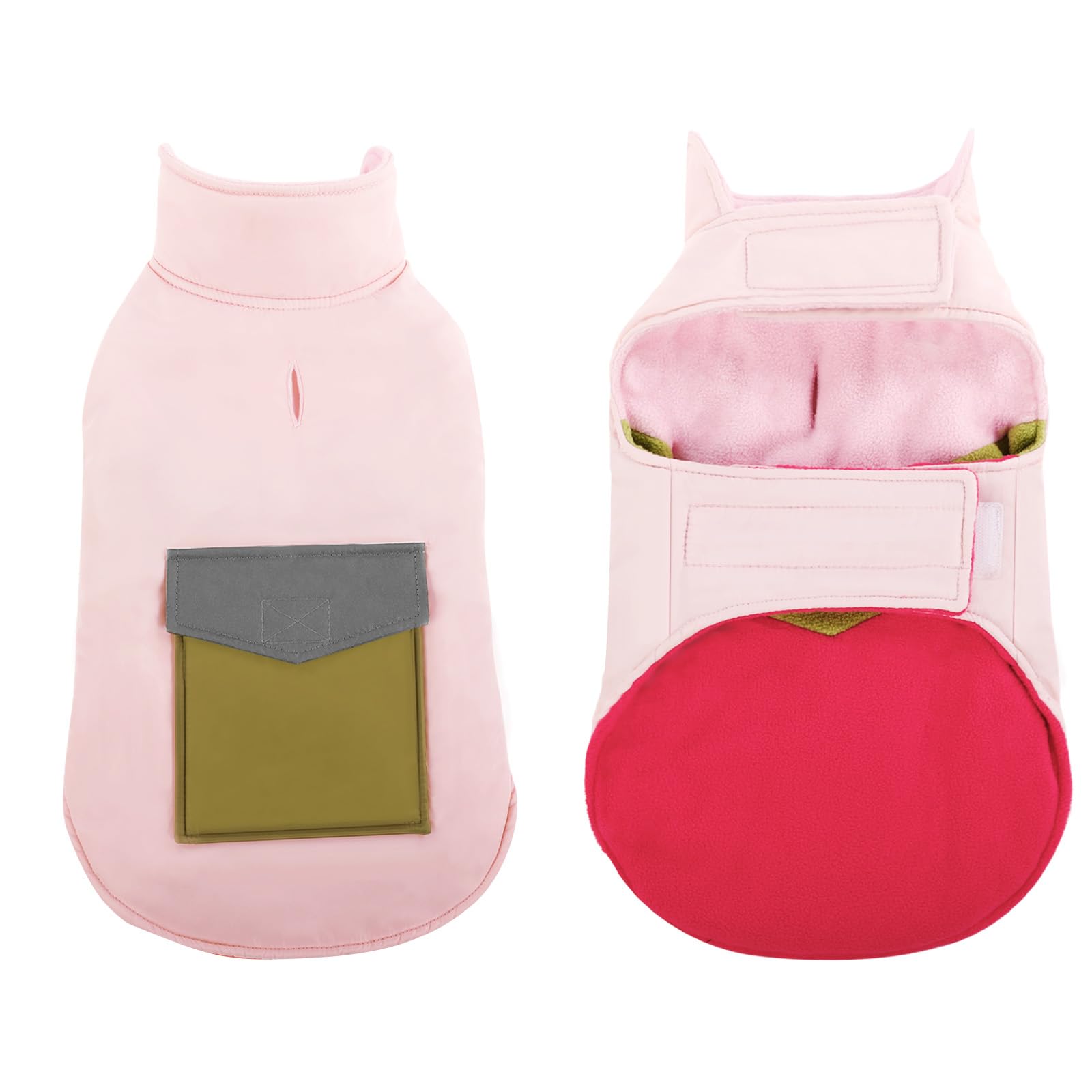 Asenku Reversible Dog Jacket - Waterproof Winter Coat, Plaid Pet Apparel For Small, Medium & Large Dogs (L, Green)