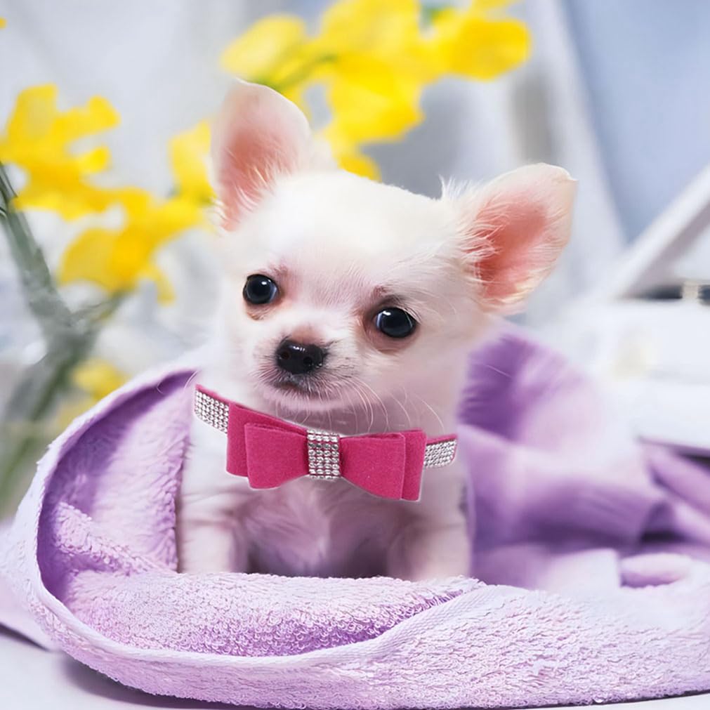 Hot Pink Rhinestone Dog Collars For Medium Dogs, Diamond Girl Dog Collars,Bling Jewel Glitter Sparkly Bedazzled Pet Collars With