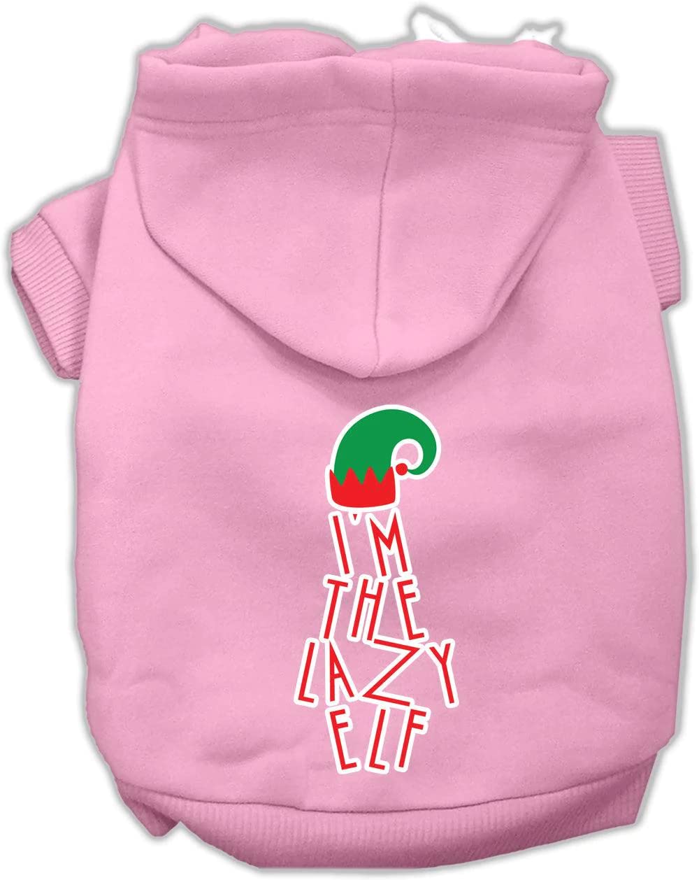 Mirage Pet Products Lazy Elf Screen Print Pet Hoodie, Light Pink, Large/Size 14