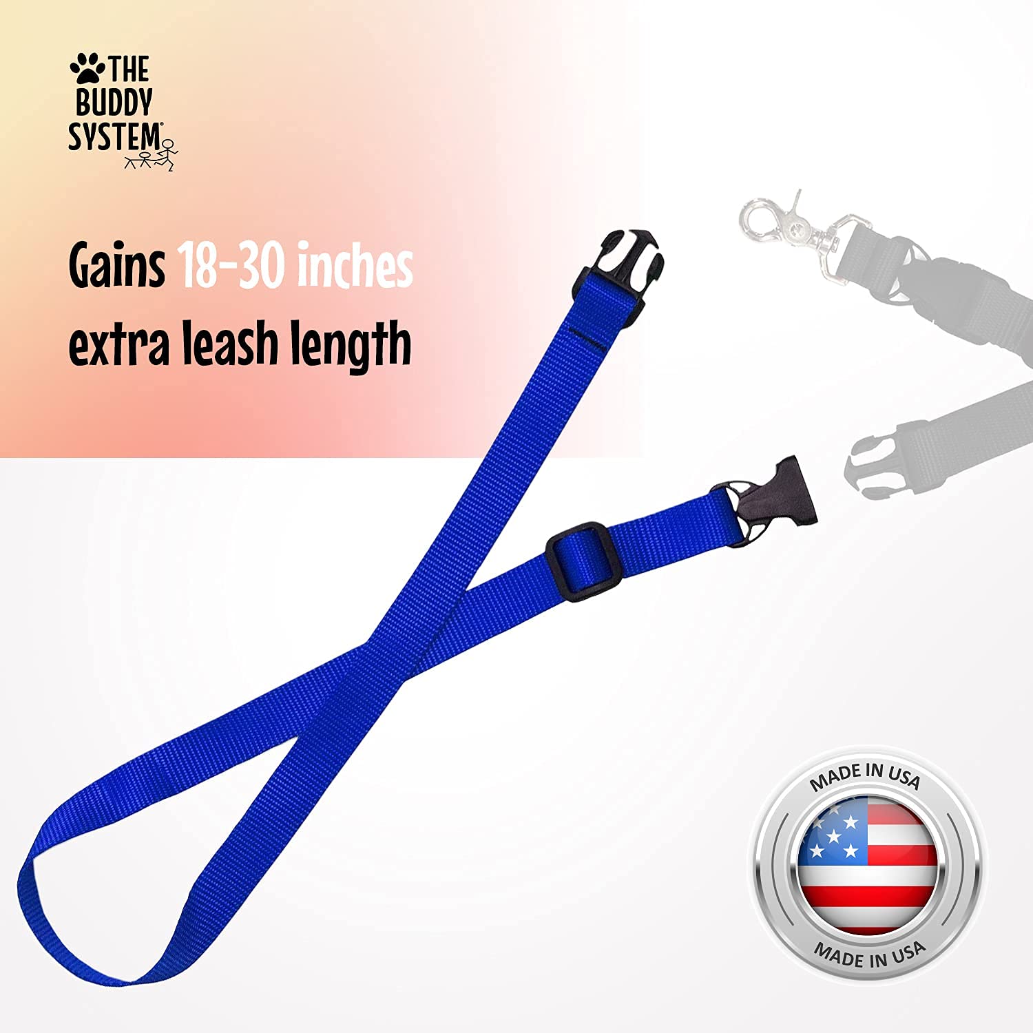 The Buddy System Accessories For Our Dog Leashes Made In Usa (Extender, Regular Dog Blue)