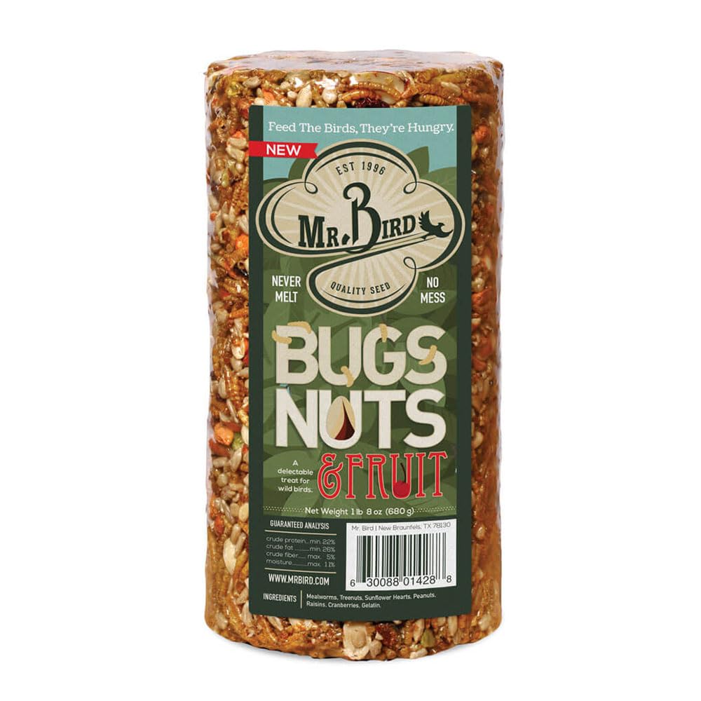 Mr. Bird Bugs Nuts & Fruit Cylinder Block 24 oz Bird Seed Feed