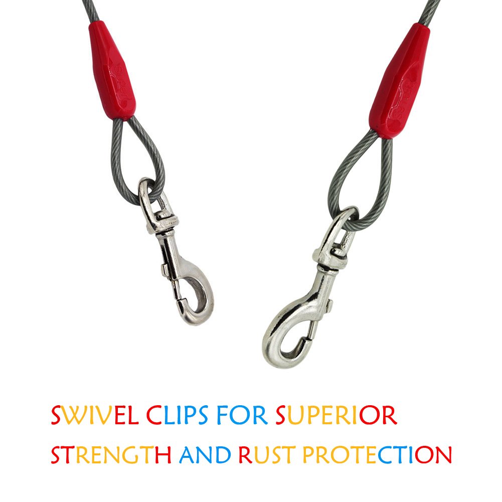 Petest 25Ft Tie-Out Cable With Crimp Cover For Super Dogs Up To 250 Pounds