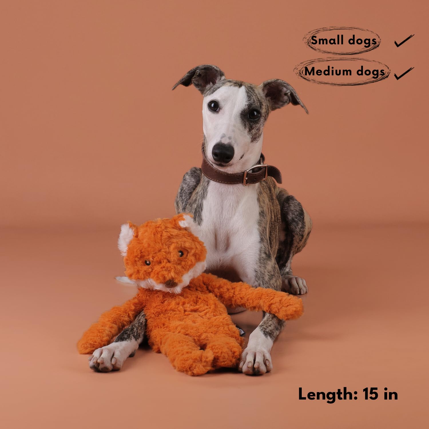 CHEWFFON Stufless Dog Toy, Interactive Dog Toys, Plush Puppy Squeaky Toy with Fox Design, Puppy Puzzle Toys Stress Release Game