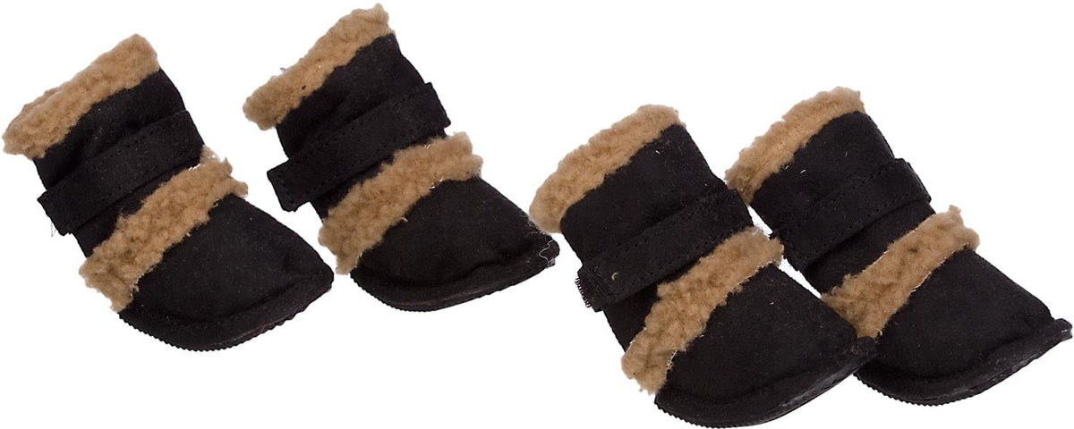 Pet Life Shearling Duggz Dog Shoes, Black/Beige, Large