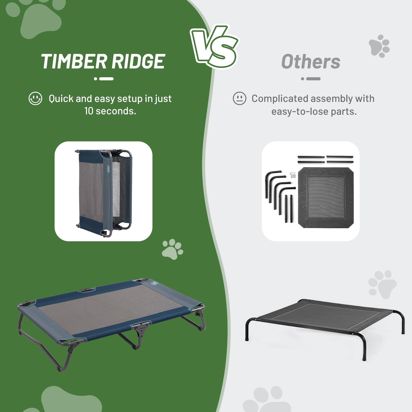 Timber Ridge Outdoor Dog Bed With Canopy, Cooling Elevated Dog Bed Portable Raised Dog Bed With Removable Canopy Shade Tent, Dog
