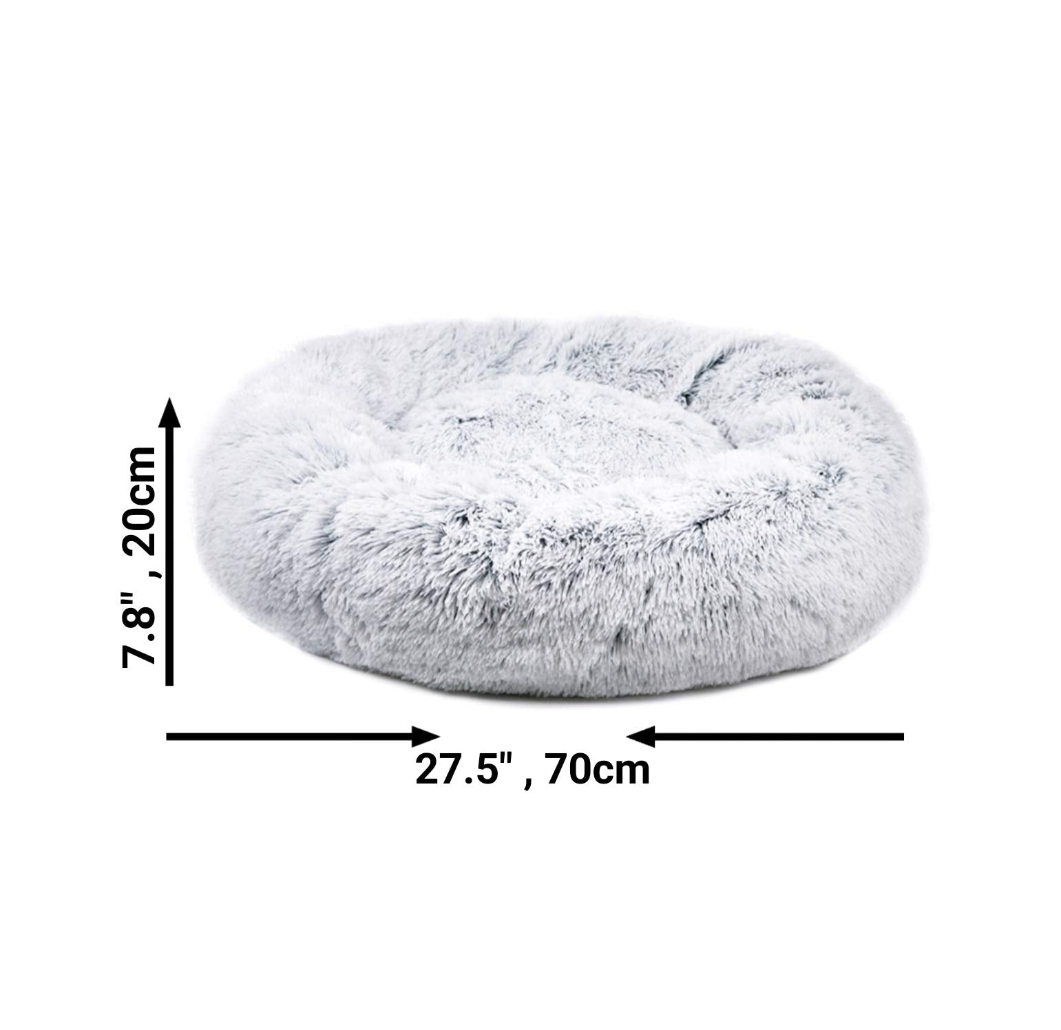Mr. Peanut'S Orthoplush Two Tone Extra Fluff Faux Fur Donut Pet Bed (Medium, Snowflake)