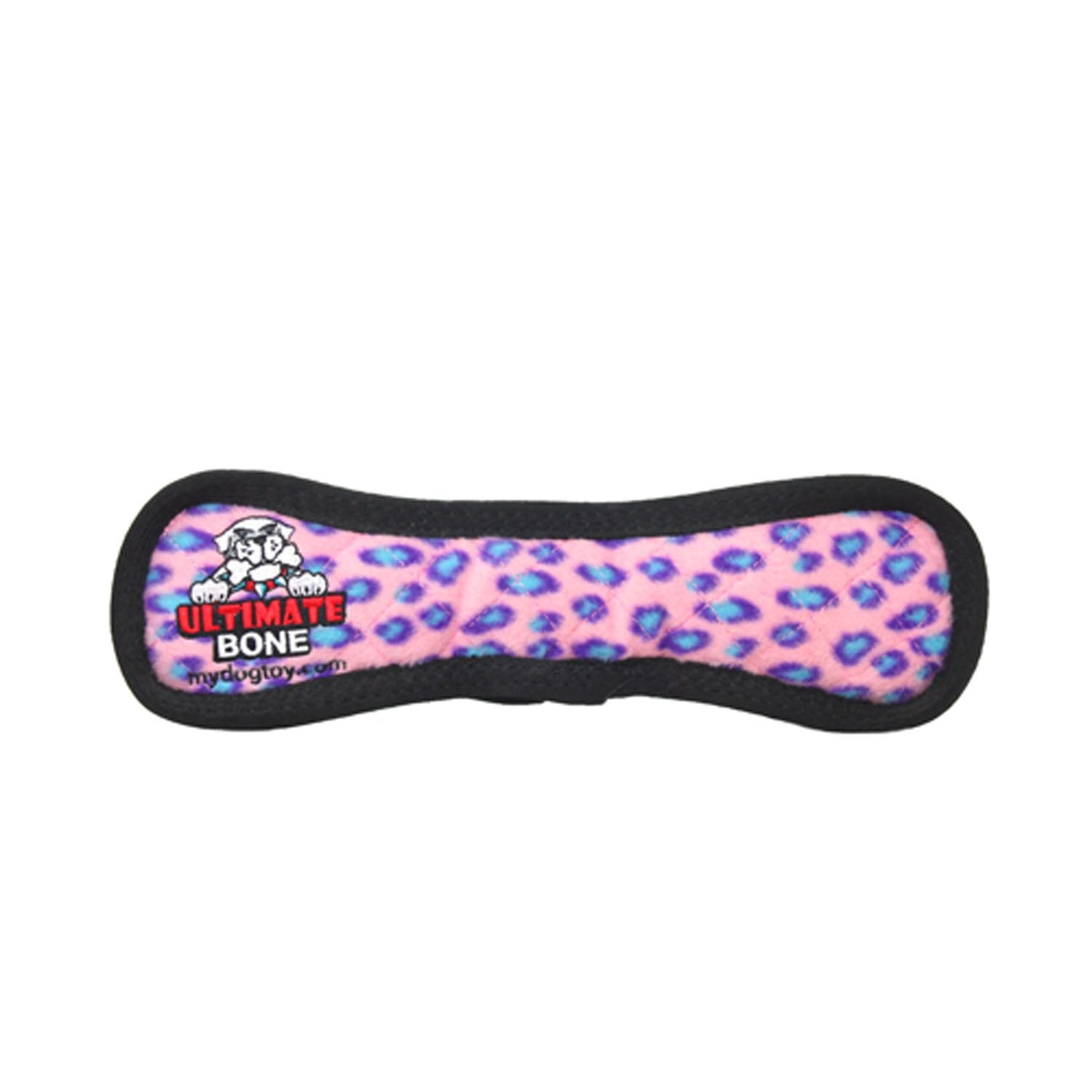 Tuffy Ultimate Bone, Durable Dog Toy (Pink Leopard)