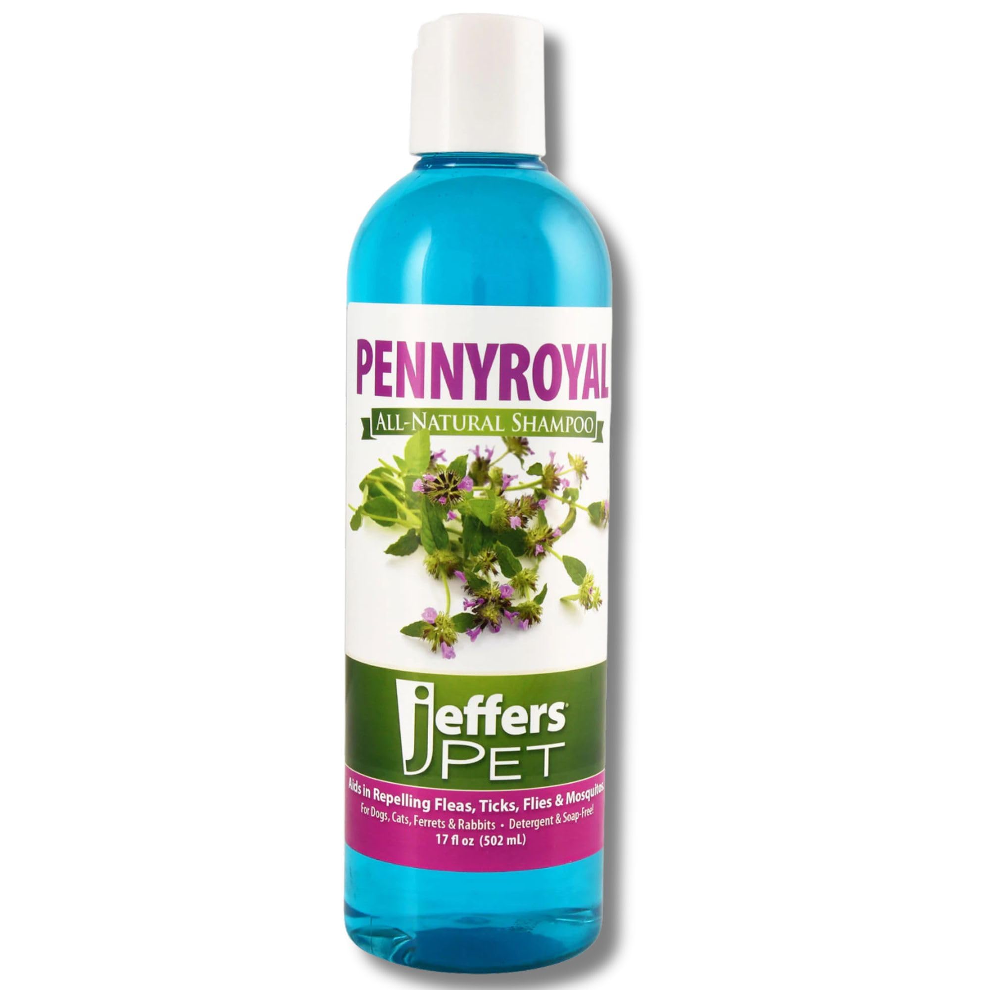 Jeffers Pet Pennyroyal Natural Shampoo For Dogs & Cats, Rabbits & Ferrets - Soap Free & Detergent Free, Fresh Mint Scent, Deep C