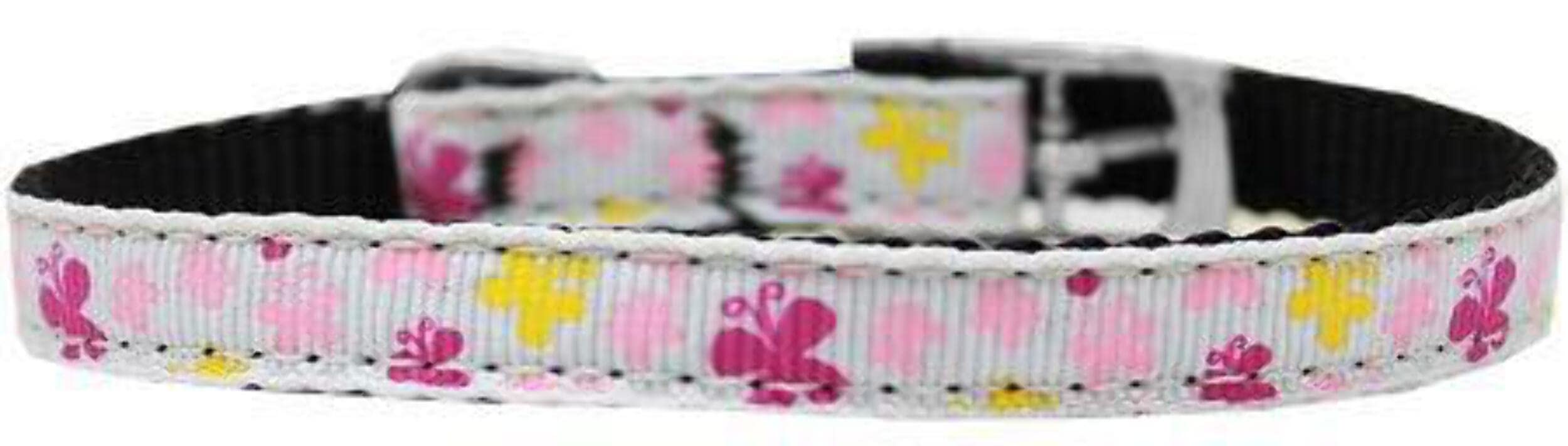 Mirage Pet Products Butterfly Nylon Dog Collar with Classic Buckle, Size 16, White