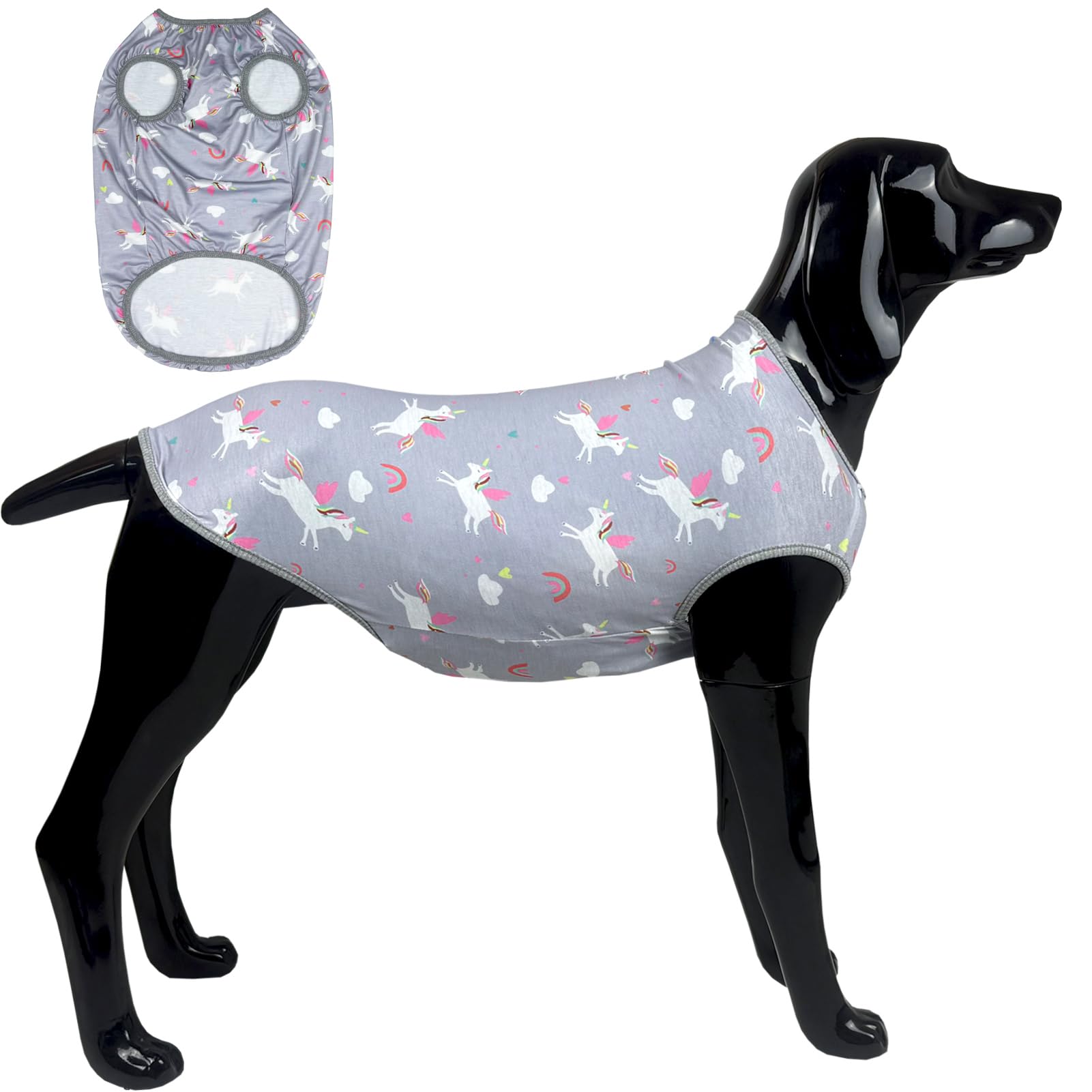 D.E.E Dog Shirt For Large Dogs Summer Cotton Dog Clothes Lightweight Tank Top Female Big (Vunicorngray, 3Xl)