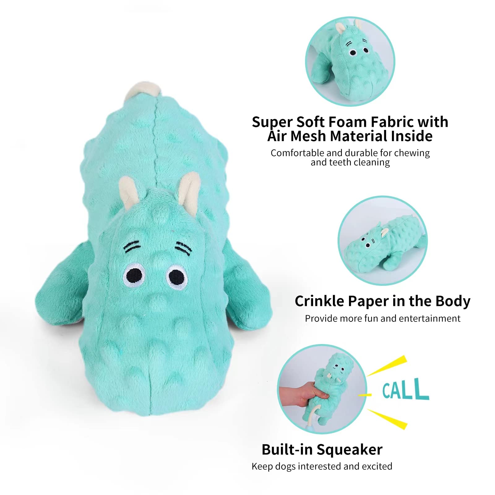 Dododola Cute Stuffed Hippo Dog Toys Squeaky Dog Toys With Crinkle Paper Dog Plush Toys For Large Breed Dog Chew Toys For Small, Medium, Large Dogs