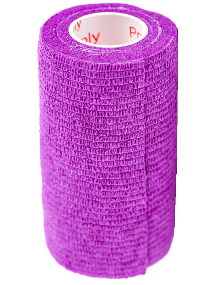 4 Inch Vet Wrap Tape Bulk (Purple) (Pack Of 6) Self Adhesive Adherent Adhering Flex Bandage Grip Roll For Dog Cat Pet Horse