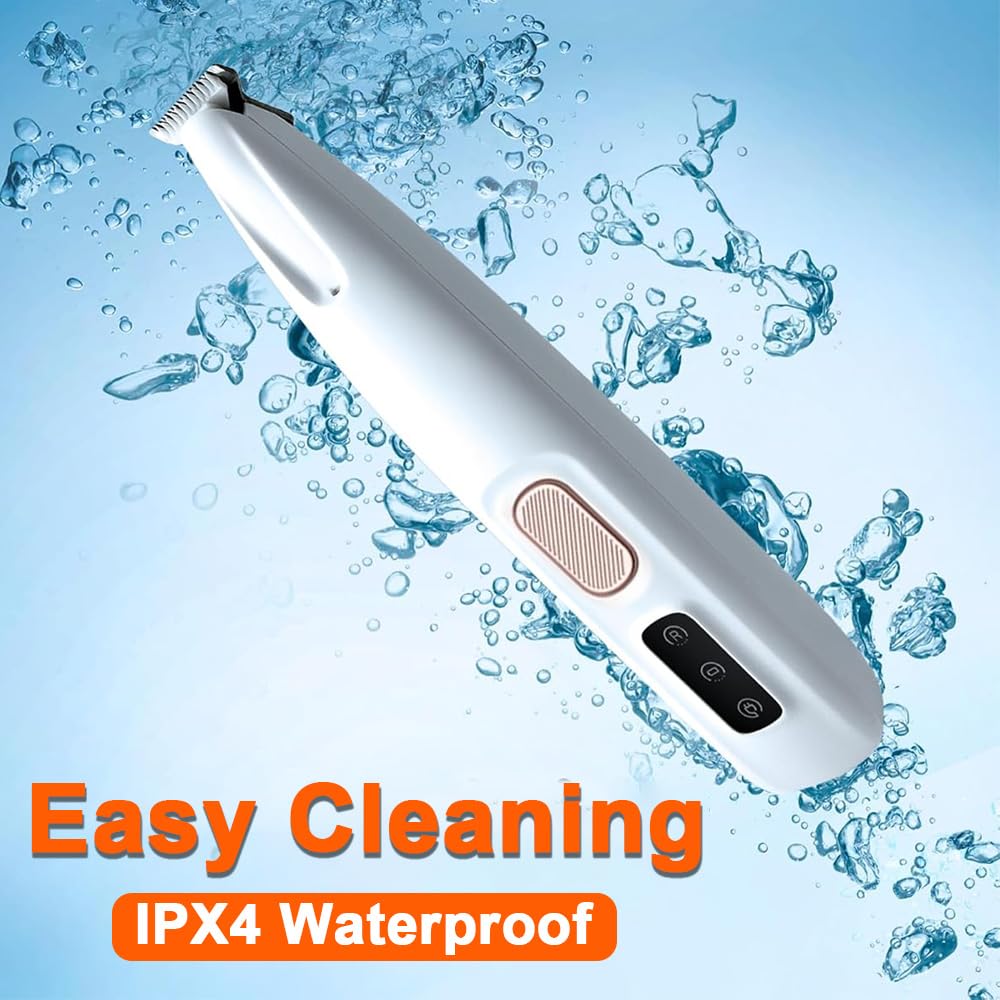 Saffory Electric Paw Trimmer With Led Light - Waterproof, Rechargeable, Low Noise Pet Hair Shaver For Dogs And Cats