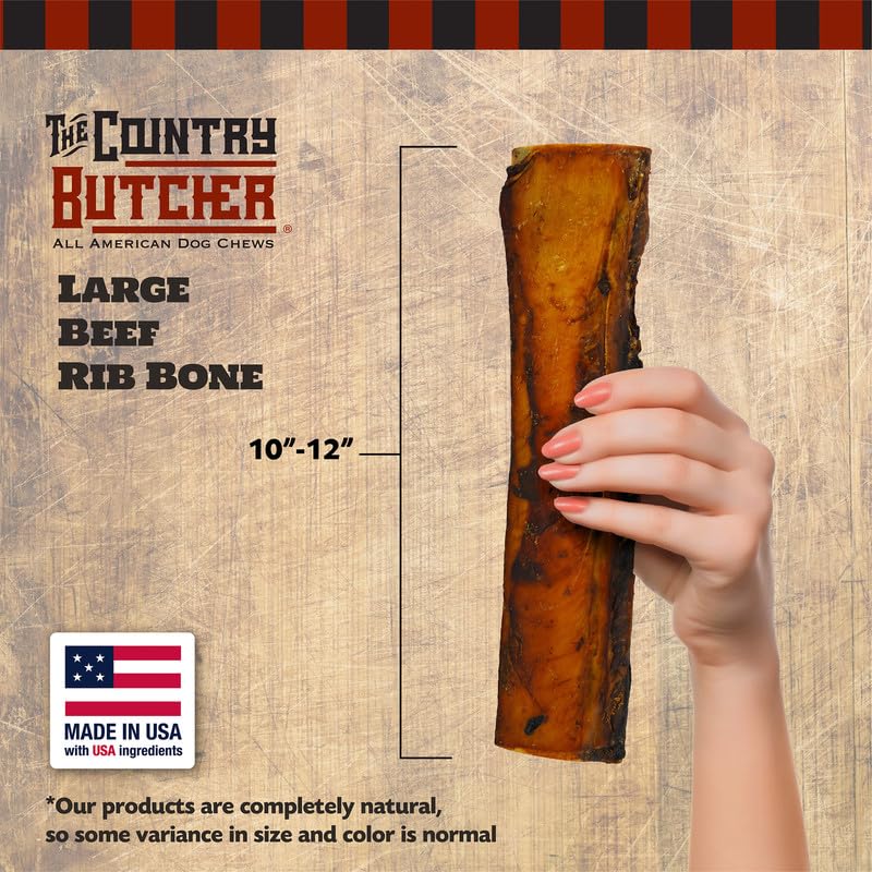 THE COUNTRY BUTCHER 10 Meaty Beef Rib Dog Bones, Made in USA, Natural Dog Chews for Light to Moderate Chewers & Medium to Large