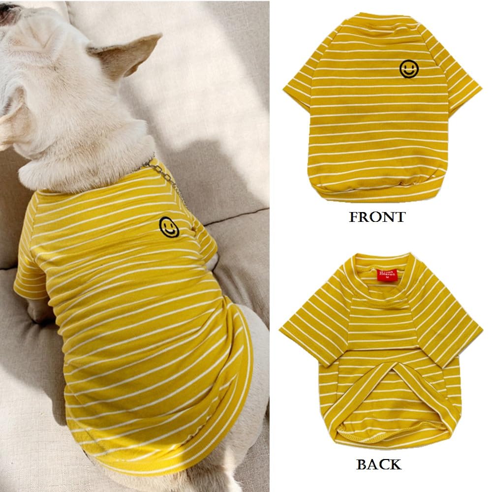 Dog Shirts For Small Dogs, 100% Cotton French Bulldog Clothes, Striped Girl Boy Pet Apparel, Matching Owner Outfit Sold Separate